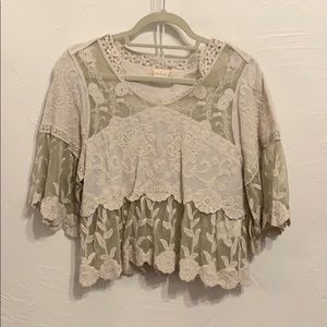 altar’d state embroidered flower mesh top
